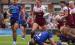 Asher O'Donnell celebrates his try during the BetFred Super League match between Wakefield...