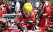 Lewis Hamilton of Great Britain and Scuderia Ferrari on the grid ahead of the Formula 1 Le...