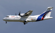 A Swiftair ATR 42-300 (F) lands at Barcelona-El Prat Airport, in Barcelona, Spain, on May...