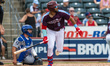 Steward Berroa of the Lehigh Valley Iron Pigs runs the bases during a Minor League Basebal...