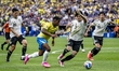 Endrick of Brazil and Shogo Taniguchi of Japan during the 2026 World Cup match between Bra...
