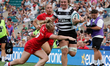 Seren Lockwood of Wales Women and Amy Rule of Barbarians Women compete during the Summer F...