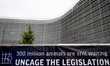 Anima International organizes a large-scale cage installation in front of the European Com...