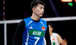 Tianyue Li competes during the Men's VNL FIVB Volleyball Nations League match between Chin...