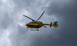 The ADAC Air Rescue helicopter Christoph Murnau flies over Garmisch-Partenkirchen, Upper B...