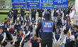 A labor union leader addresses members of the Homeplus Union under the Korean Confederatio...