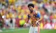 Johan Mojica #17 of the Colombia national team warms up before the start of the FIFA World...