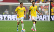 Juan Fernando Quintero #20 of the Colombia national team dribbles the ball during the FIFA...