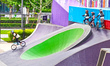 BMX enthusiasts practice at the FISE World Extreme Sports Professional Venue open to the p...