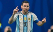Lionel Messi of Argentina celebrates after scoring the second goal during the FIFA World C...