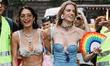 Elodie and Franceska Nuredini attend the parade marking the 25th anniversary of Milano Pri...