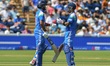 Cardiff, Wales, United Kingdom. Indian batsmen Virat Kohli and Shreyas Iyer bat during the...