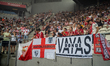 Fans of Sevilla FC are seen during the Cracovia vs Sevilla FC Jubilee Friendly Match at th...
