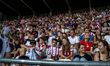 Fans of Cracovia are seen during the Cracovia vs Sevilla FC Jubilee Friendly Match at the...