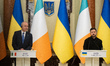 Taoiseach of the Republic of Ireland Micheal Martin and President of Ukraine Volodymyr Zel...