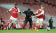 L-R Arsenal's U23s Krystian Blelik Liverpool's U23s Toni Gomes and Arsenal's U23s Ben Shea...