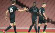 Liverpool's U23s Toni Gomes celebrates his goal during Premier League 2 match between Arse...