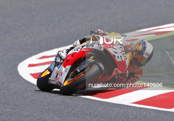 BARCELONA SPAIN -14 Jun: Dani Pedrosa  in Moto GP qualifying celebrated in the Barcelona-Catalunya circuit, on June 14, 2014 Photo:. Joan Va...