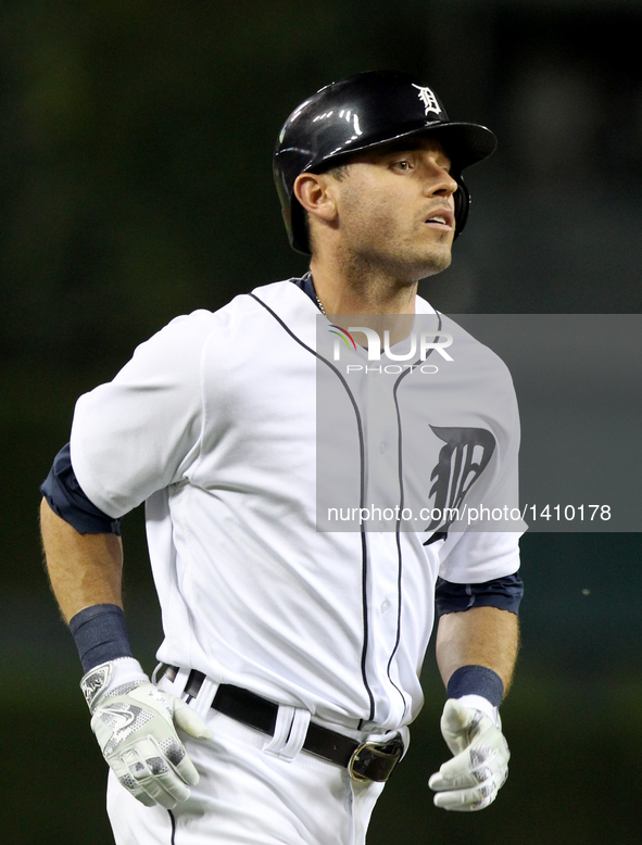Detroit Tigers second baseman Ian Kinsler (3) rounds the bases after his two-run home run in the fifth inning of a baseball game against the...