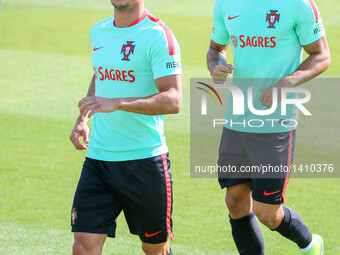 Portugals defender Cedric (L) and  Andre Silva (R) during the Training for the Friendly Game match between Portugal and Gibraltar at City Fo...