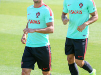 Portugals defender Cedric (L) and  Andre Silva (R) during the Training for the Friendly Game match between Portugal and Gibraltar at City Fo...