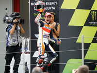 BARCELONA SPAIN -15 Jun: Marc Marquez celebration in the podium in Moto GP race disputed in the circuit of Barcelona-Catalunya, on June 15,...