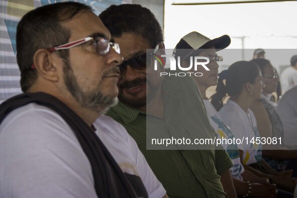 Iván Márquez and Timoleon Jiménez “Timochenko” during the 10th Conference of FARC EP  in Llanos del Yari, a town in an Indigenous region of...