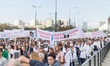 Thousands of doctors, nurses and hospital workers marched through central Warsaw, Poland o...