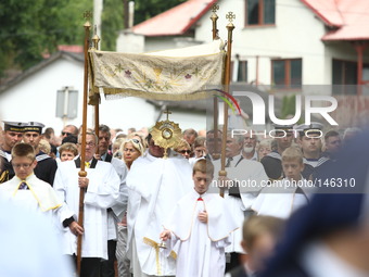 Gdansk, Poland 19th, June 2014 Corpus Christi procession in Gdynia Oksywie. Catholic people in Poland celebrate Corpus Christi during the Ho...