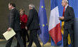 German Chancellor Angela Merkel (2L), France's President Fracois Hollande (L), President o...