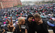 women do selfie against crowd on the anti-government, pro-abortion demonstration on the Ca...