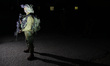 Ramallah, West Bank, Palestine: Israeli soldiers take positions during a raid in Aaroura v...