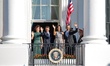 (l-r), Mrs. Agnese Landini, Prime Minister Matteo Renzi, First Lady Michelle Obama, and Pr...