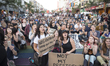 Anti-Trump protesters gathered at 18th St. and Castro St. for a short rally, San Francisco...