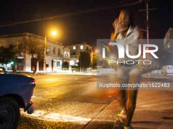 Sex worker in Havana, Cuba, on 1st January 2016. The night is still their best ally. They are seen in nightclubs, streets and other places,... by Alvaro Fuente/NurPhoto