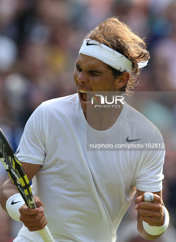 (140702) -- LONDON, July 2, 2014 () -- Spain's Rafael Nadal celebrates during the men's singles fourth round match against Australia's Nick...