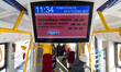 Information about  free public transport during high smog level at tram in Warsaw, Poland...