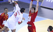 Bannour Amine 9 of Tunisie against Mirkulovki Flip 13 of Macedonie during the 25th IHF Men...