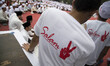 T-Shirt said "Vote for 2" as the number of Jokowi President candidate. Moeslim supporters...