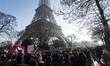 Protestors hold up anti Trump signs as over 2000 people protest during the Women's march o...