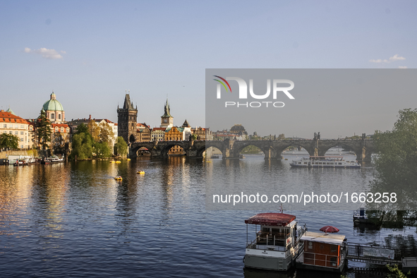 Charles bridge at the Vltava river is seen on 1 May 2012 in Prague (Praha) Czech Republic capital.  by Michal Fludra/NurPhoto