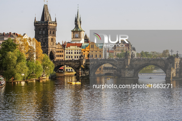 Charles bridge at the Vltava river is seen on 1 May 2012 in Prague (Praha) Czech Republic capital.  by Michal Fludra/NurPhoto