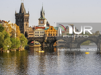 Charles bridge at the Vltava river is seen on 1 May 2012 in Prague (Praha) Czech Republic capital.  by Michal Fludra/NurPhoto