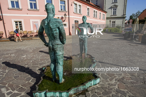 Pissing Men fountain by David Cerny is seen on 2 May 2012 in Prague (Praha) Czech Republic capital.  by Michal Fludra/NurPhoto