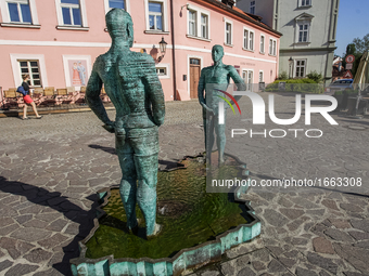 Pissing Men fountain by David Cerny is seen on 2 May 2012 in Prague (Praha) Czech Republic capital.  by Michal Fludra/NurPhoto