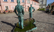 Pissing Men fountain by David Cerny is seen on 2 May 2012 in Prague (Praha) Czech Republic...