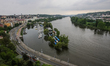 General aerial view of Vltava river is seen on 3 May 2012 in Prague (Praha) Czech Republic...