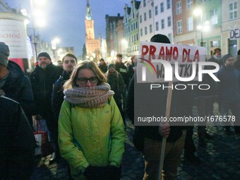 Protesters holding banners with anti-governmental slogan are seen on 25 January 2017  in Gdansk, Poland. Over hundred of students gathered t...