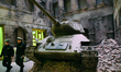 The T-34 Soviet tank at the exhibition dedicated to liberation from occupation is seen on...