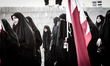 Bahrain , Abu Saiba - women holding Bahrain flag and taking a part in the demonstration ,...